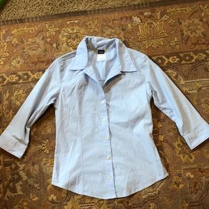 Patagonia light blue button down shirt